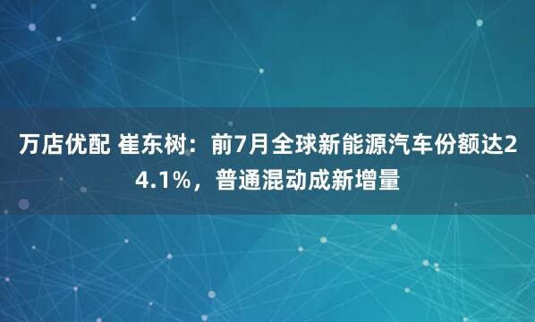 万店优配 崔东树：前7月全球新能源汽车份额达24.1%，普通混动成新增量